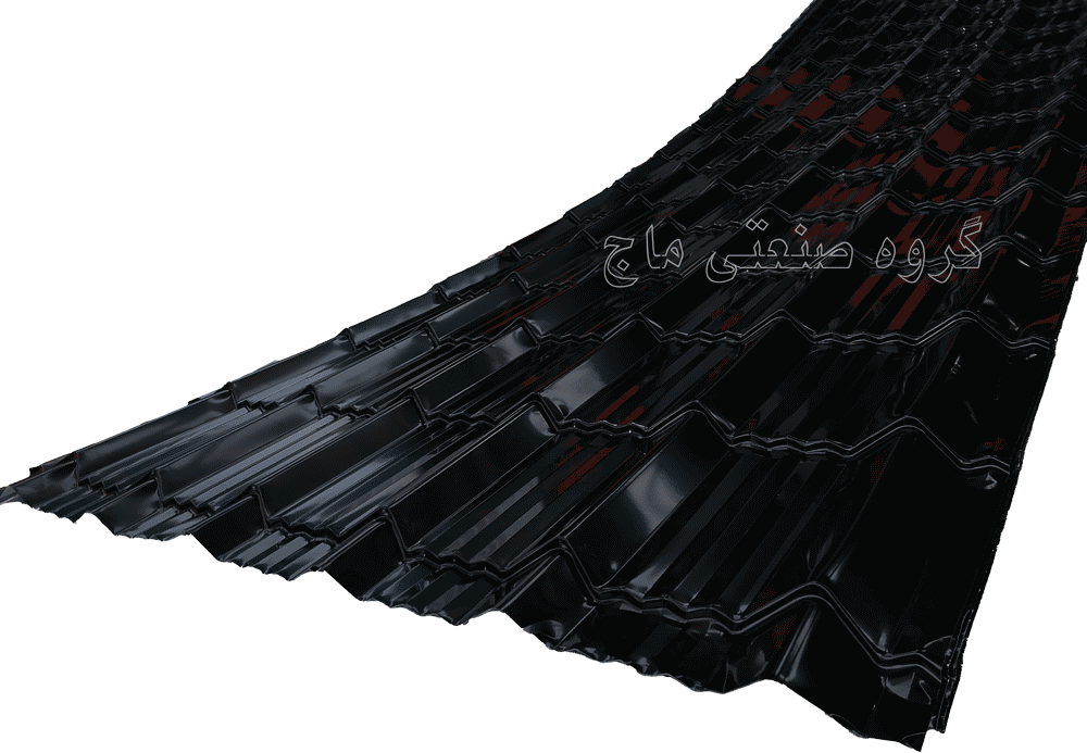  ورق شیروانی گالوانیزه ضخامت 48 طرح سفال جنووا برند هفت الماس 1 مترمربع مشکی 