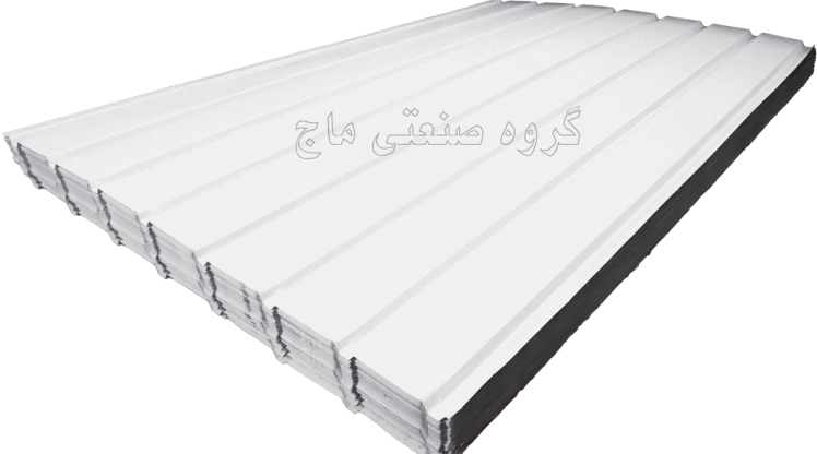 ورق شیروانی گالوانیزه ضخامت 40 طرح دامپا لمبه عرض 1 برند هفت الماس 1 مترمربع سفید 